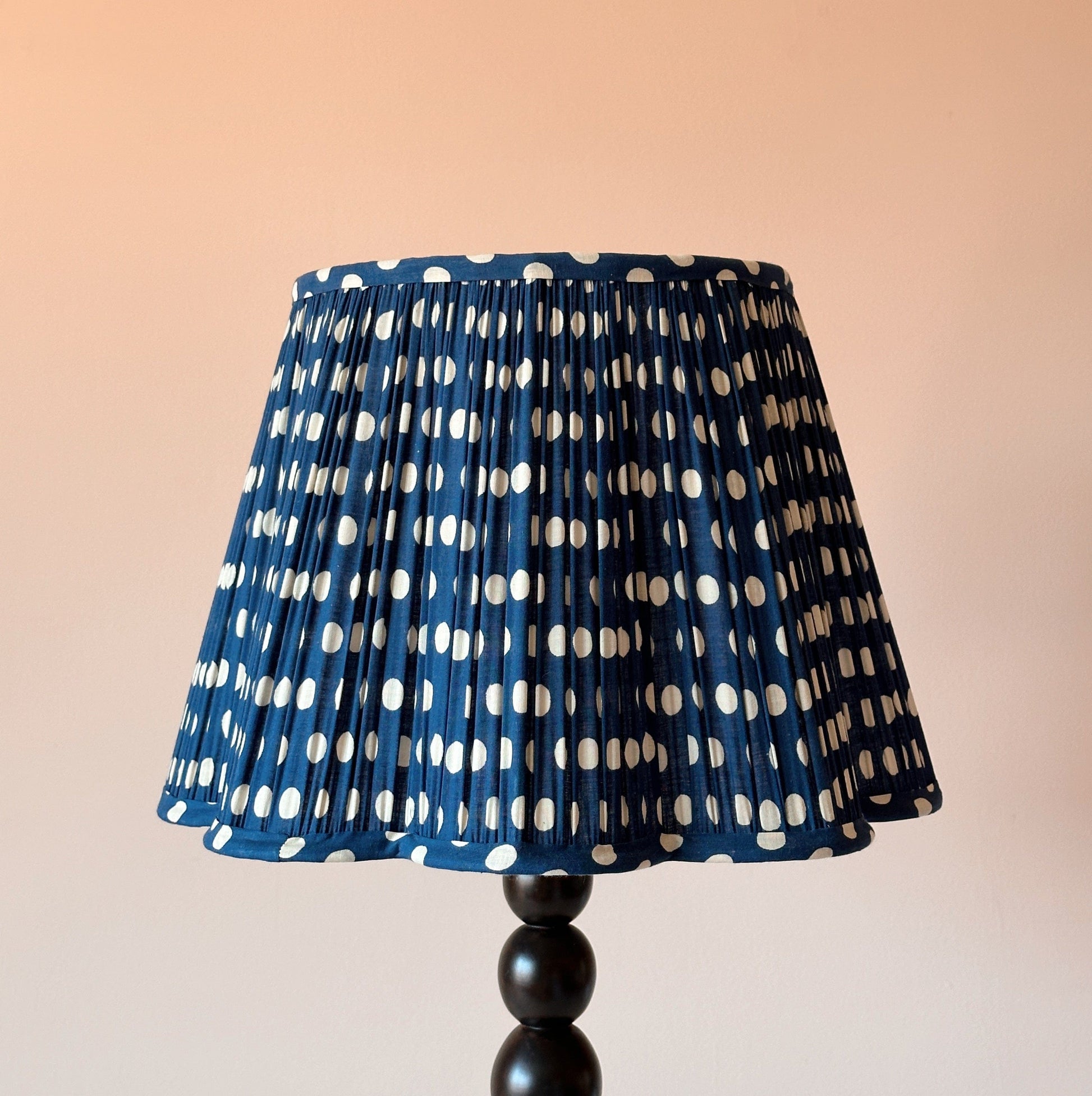 Empire Scalloped Lampshade - Dotty Navy