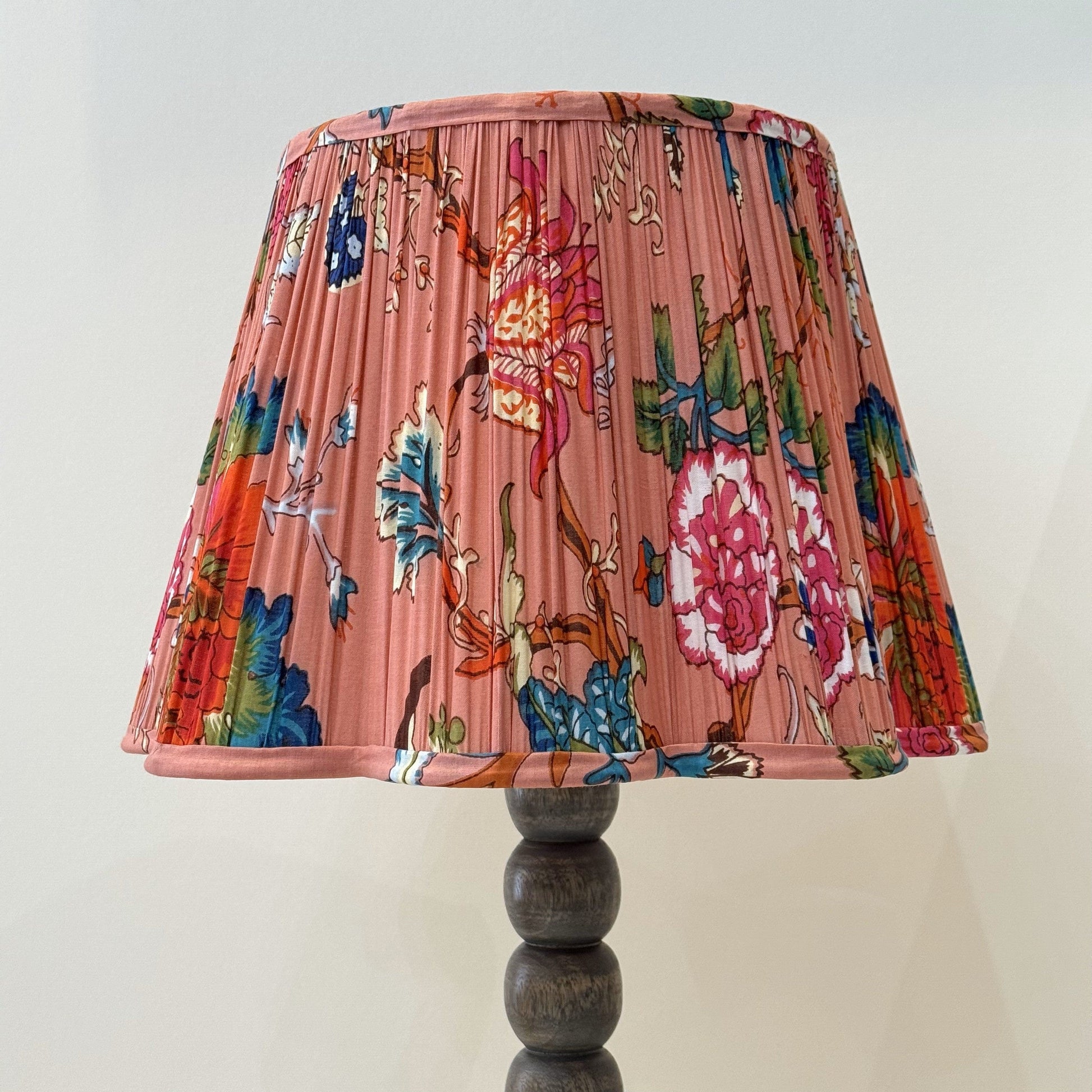 Empire Scalloped Lampshade - Flowers on Dusty Rose