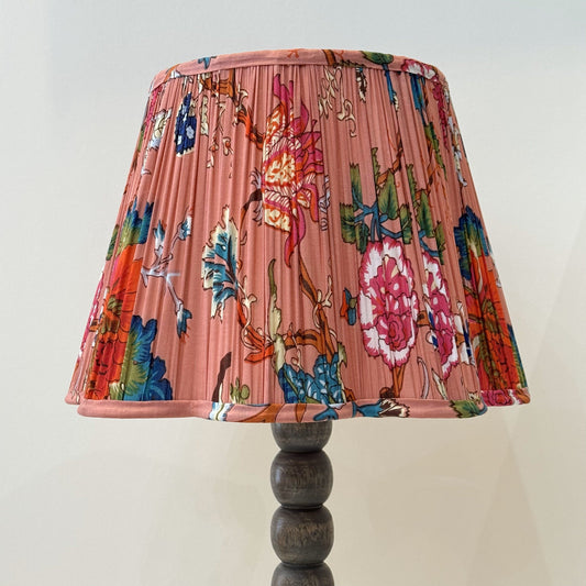 Empire Scalloped Lampshade - Flowers on Dusty Rose