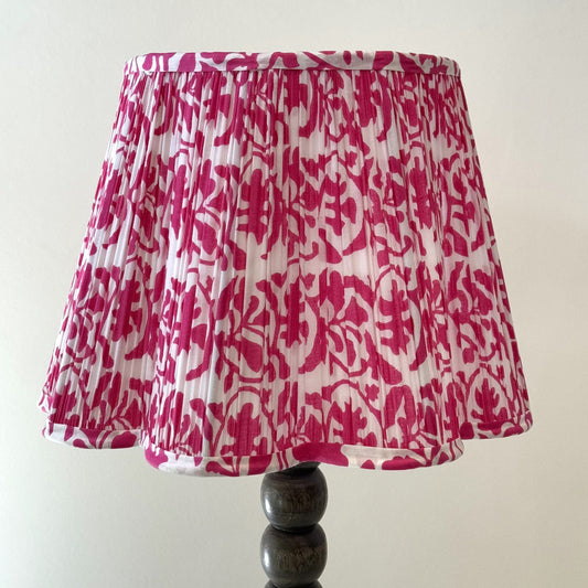 Empire Scalloped Lampshade - Fuchsia Climber on White