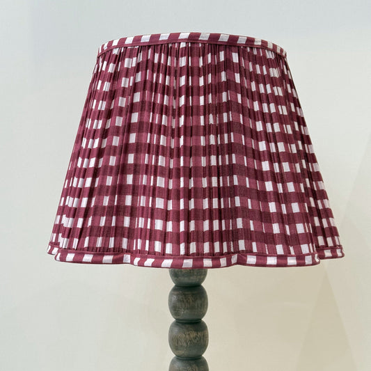 Empire Scalloped Lampshade - Merlot Gingham