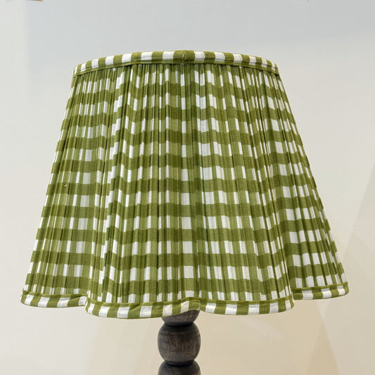 Empire Scalloped Lampshade - Pea Green Gingham