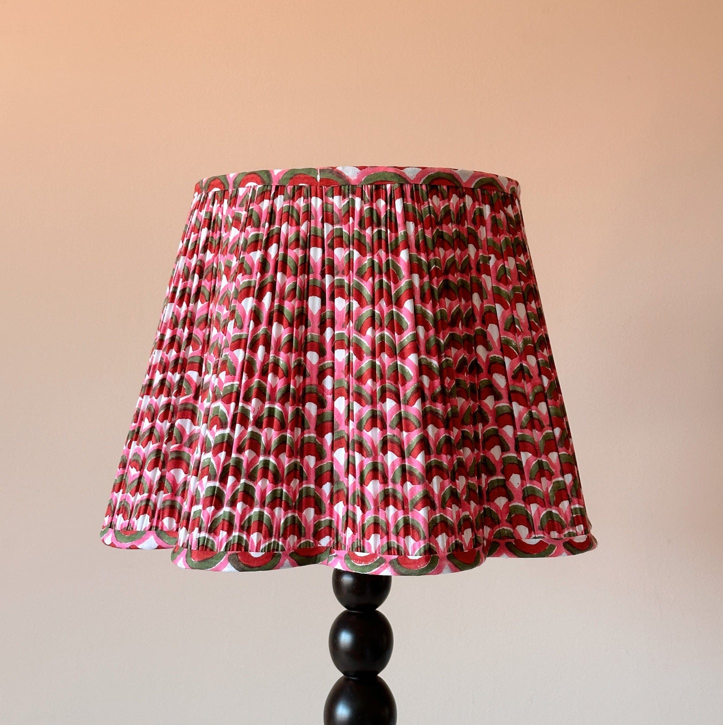 Empire Scalloped Lampshade - Pink & Green