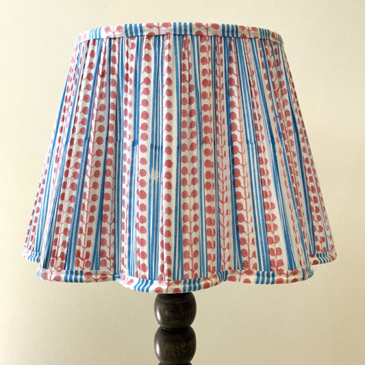 Empire Scalloped Lampshade - Pink Seed Pods on Turquoise