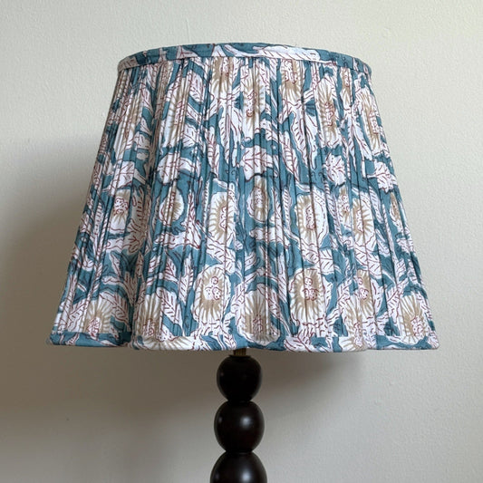 Empire/Scalloped Scalloped Lampshade - Red & White Flowers on Azure