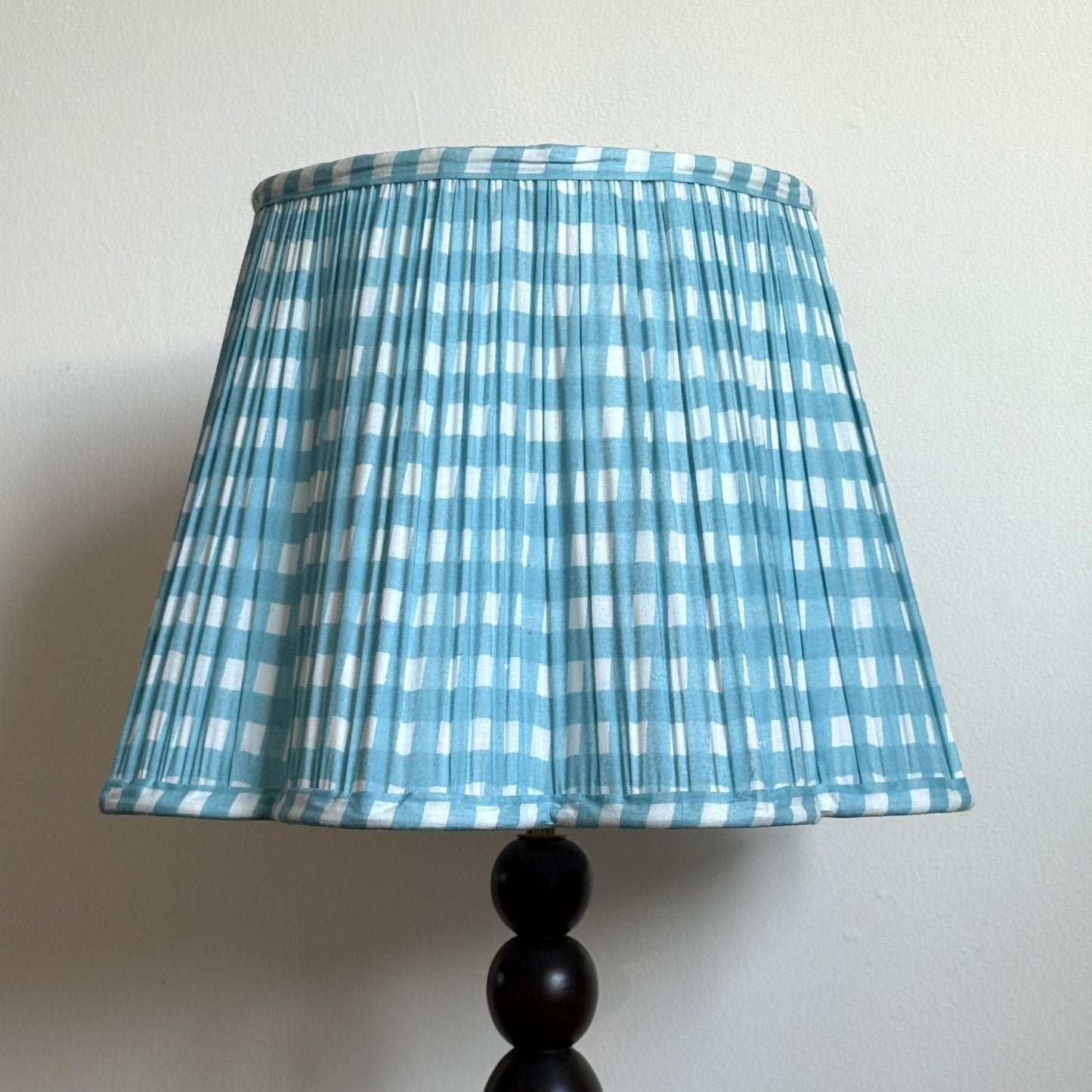 Empire/Scalloped Scalloped Lampshade - Sky Blue Gingham