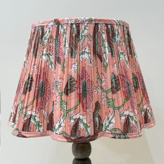 Empire Scalloped Lampshade - Wild Poppies on Coral