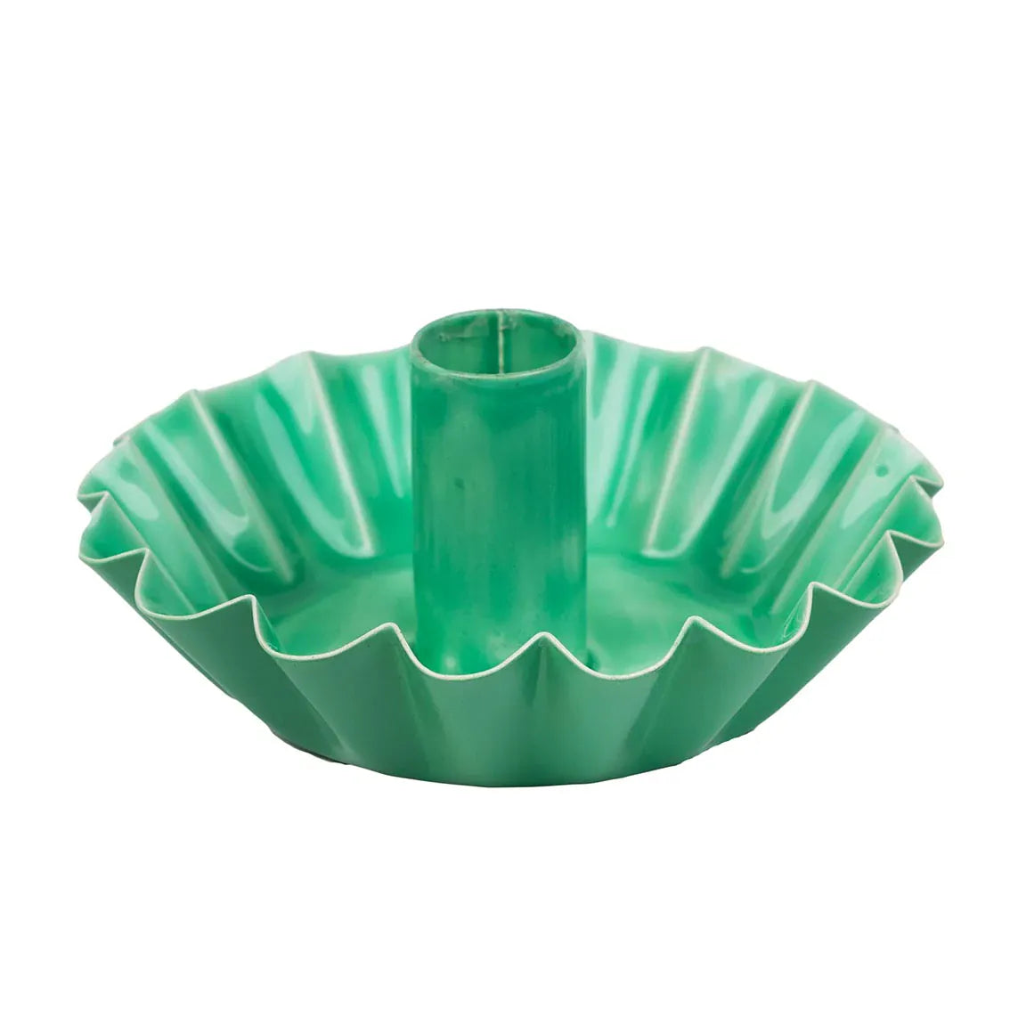 Candles Scalloped Metal Candle Holder Green 22391