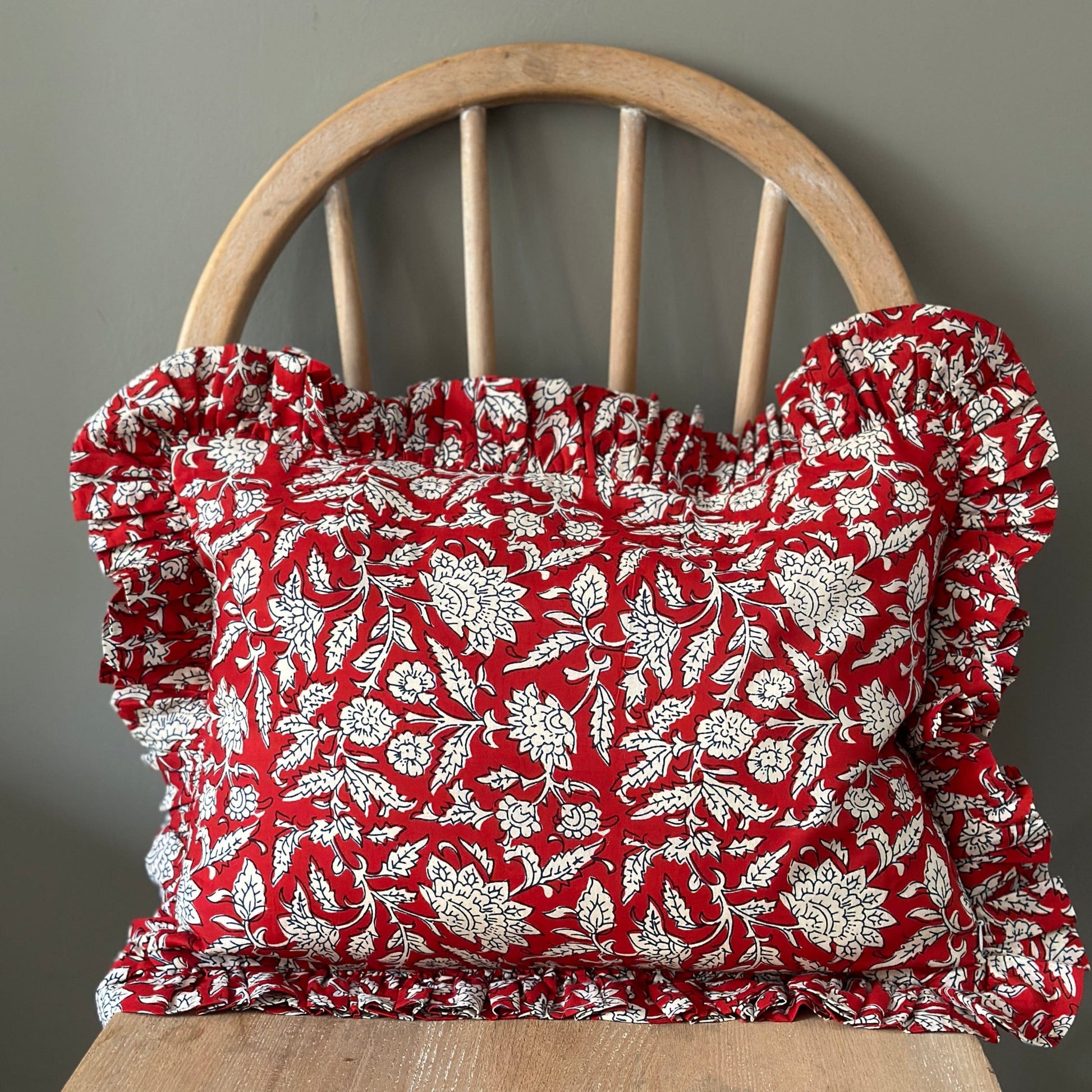 Cushions Small Ruffle Cushion - Scarlet Botanical 21493