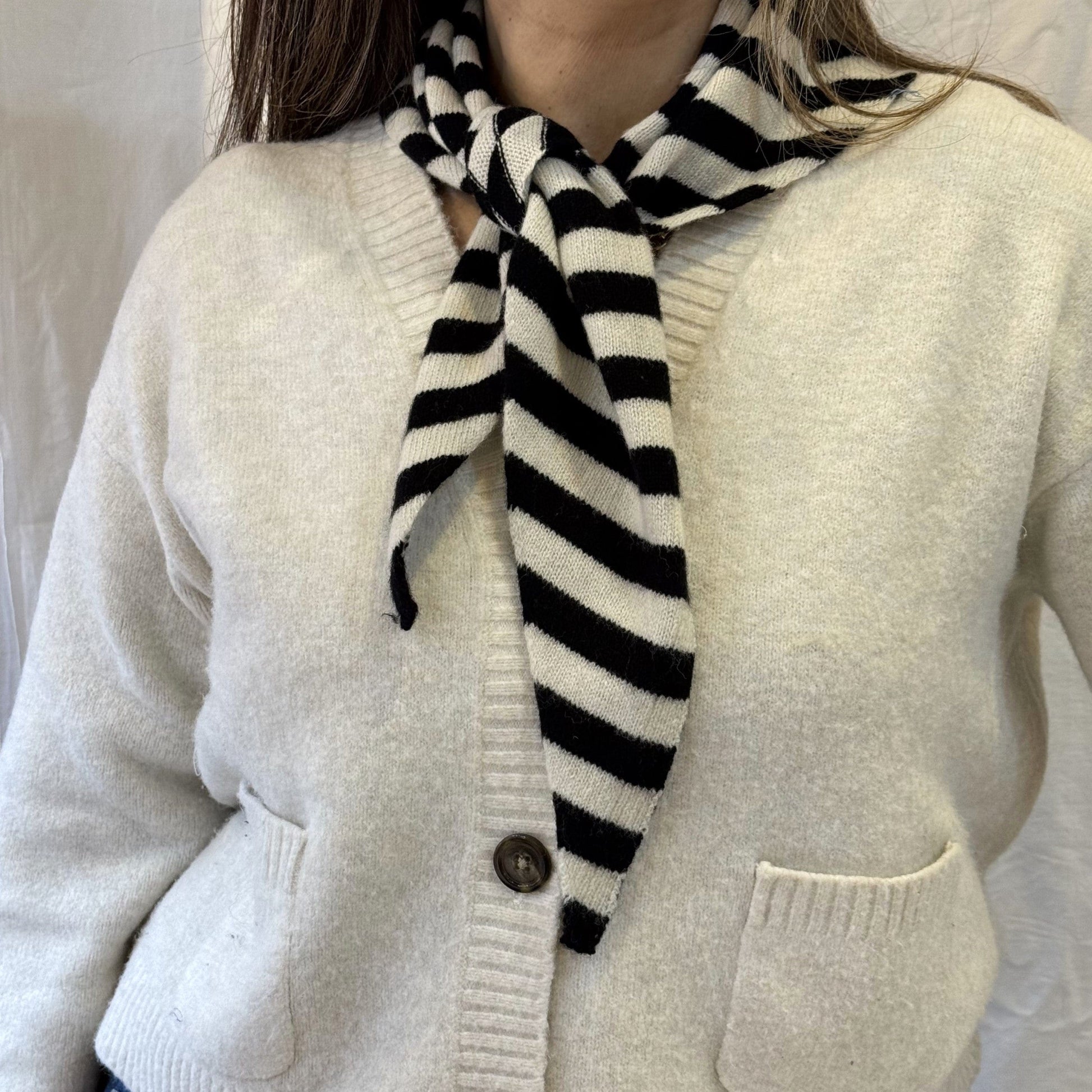 Other Fashion Striped Triangle Scarf Black 27145