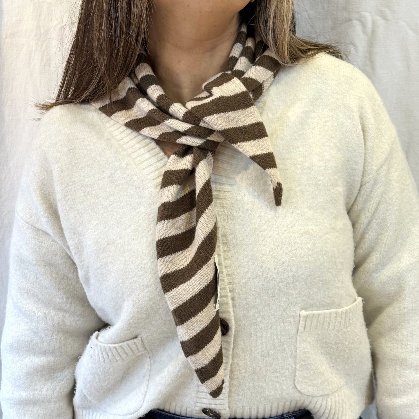 Other Fashion Striped Triangle Scarf Brown 27146