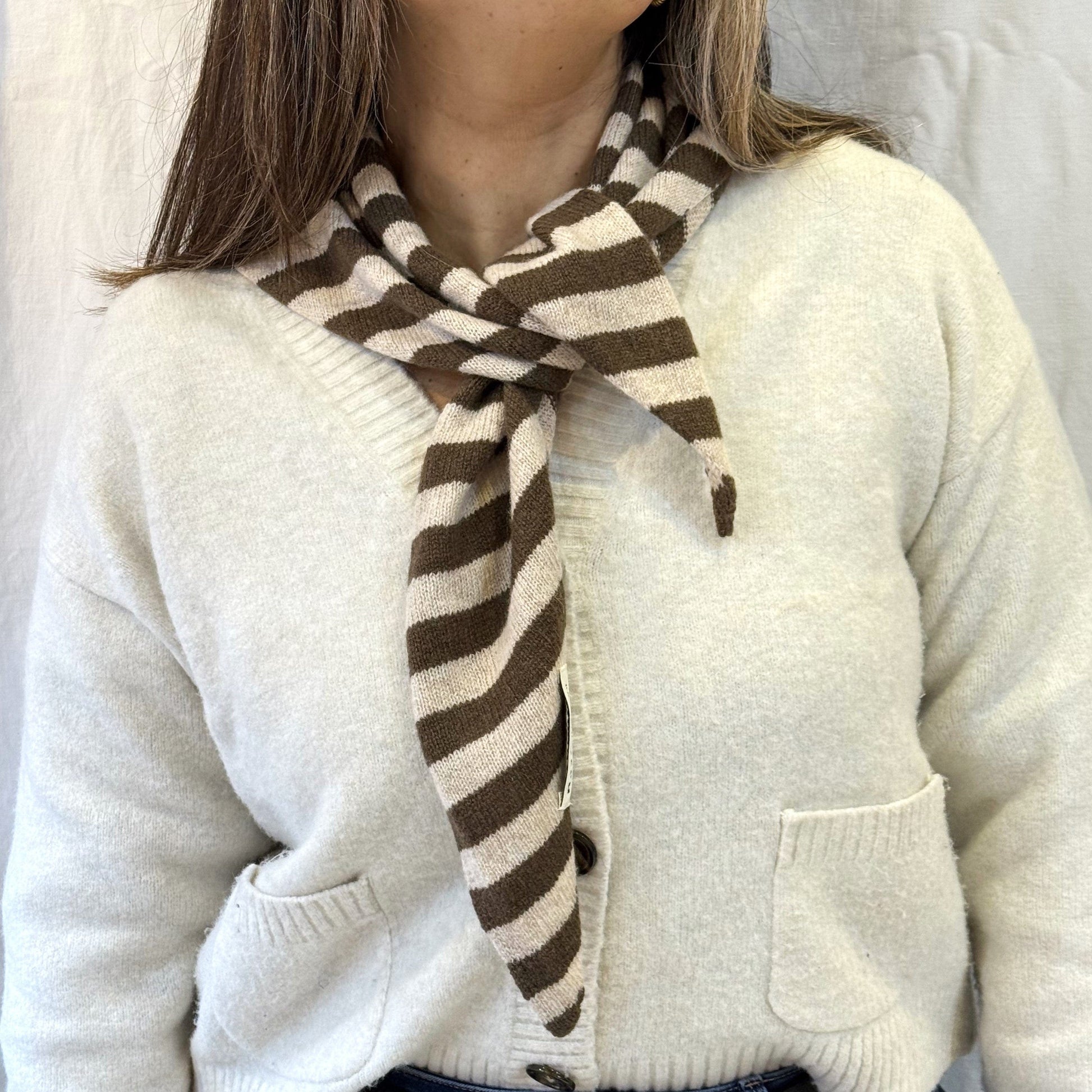 Other Fashion Striped Triangle Scarf Brown 27146