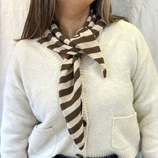 Other Fashion Striped Triangle Scarf Brown 27146