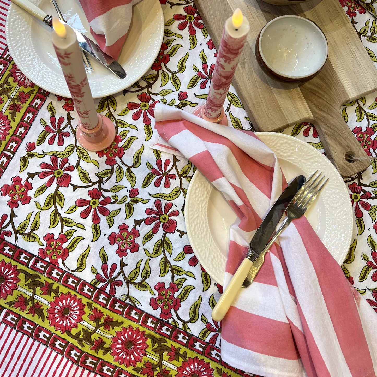Tablecloths Tablecloth - Bright Pink Climber with Pea Green Medium 150x230cm 27563