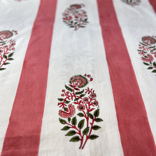 Tablecloths Tablecloth - Climbing Botanicals on Rhubarb Stripe Medium 230x150 25081