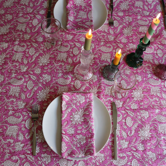 Kapoor Carpets & Textiles Kitchenalia Tablecloth - Fuchsia Botanical