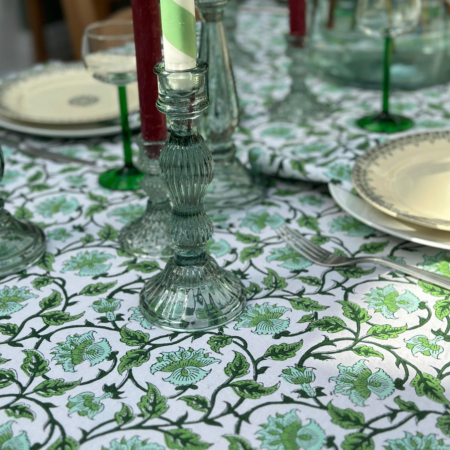 Tablecloths & Napkins Tablecloth - Turquoise & Green Climber