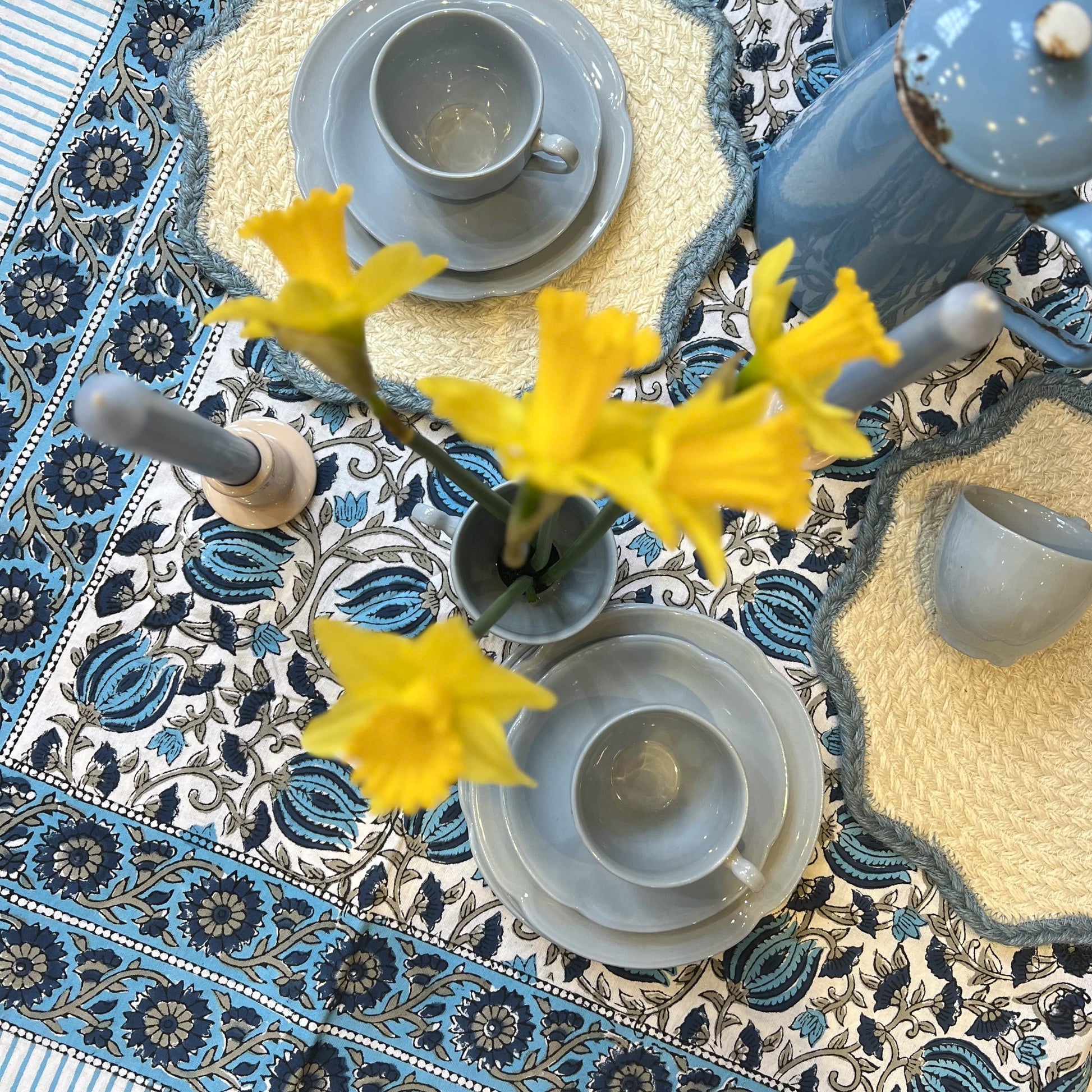 Tablecloths Tablecloth - Turquoise, Navy & Stone Medium 150x230cm 27562