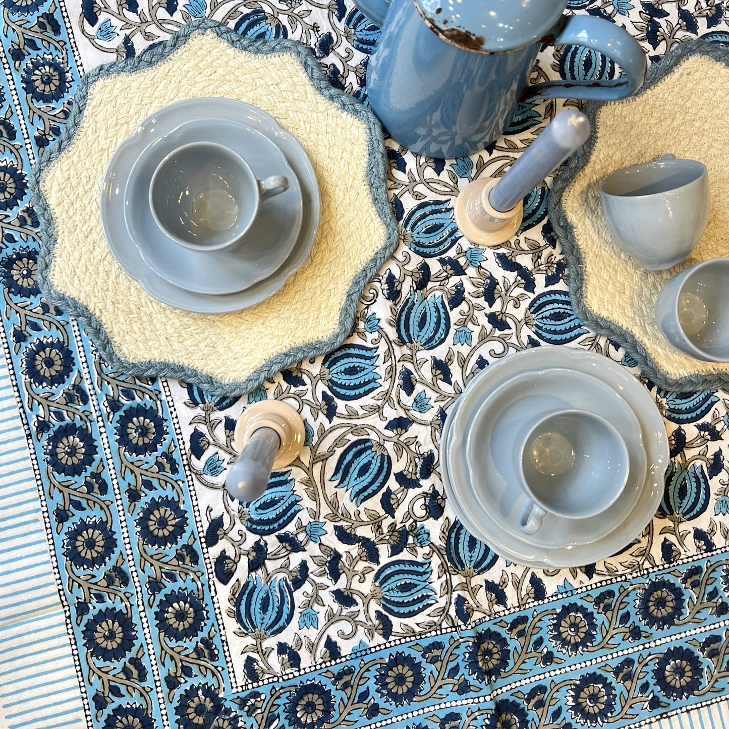Tablecloths Tablecloth - Turquoise, Navy & Stone Medium 150x230cm 27562