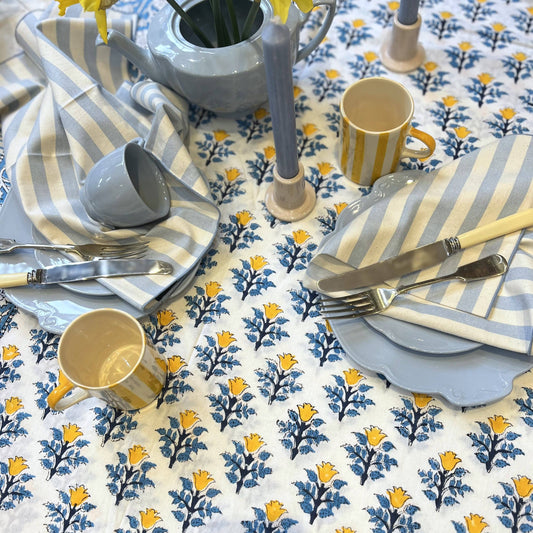 Tablecloths Tablecloth - Turquoise & Sunshine Yellow Flowers Medium 150x230cm 27566