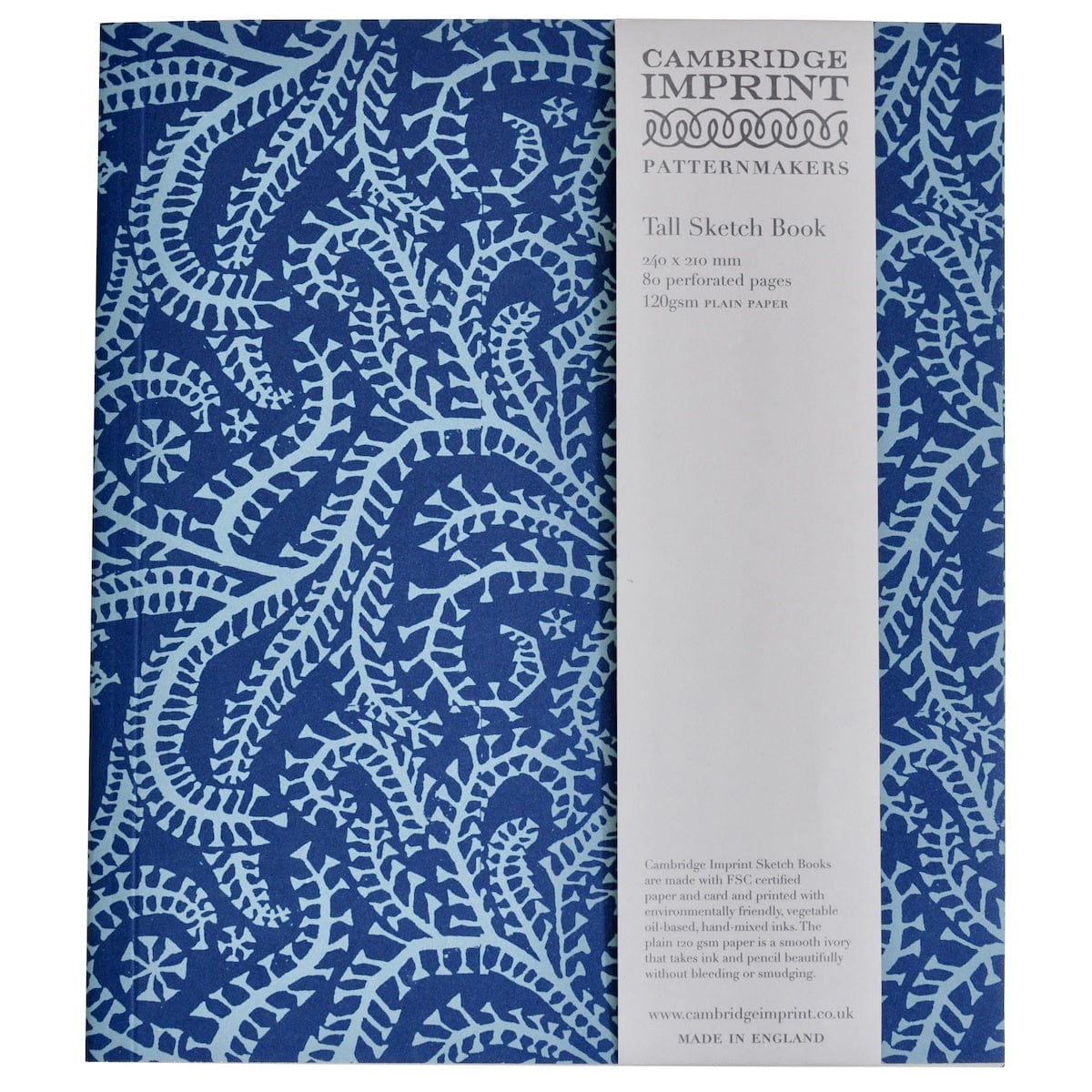 Books Tall Softback Sketchbook Seaweed Paisley Cyanotype 21686