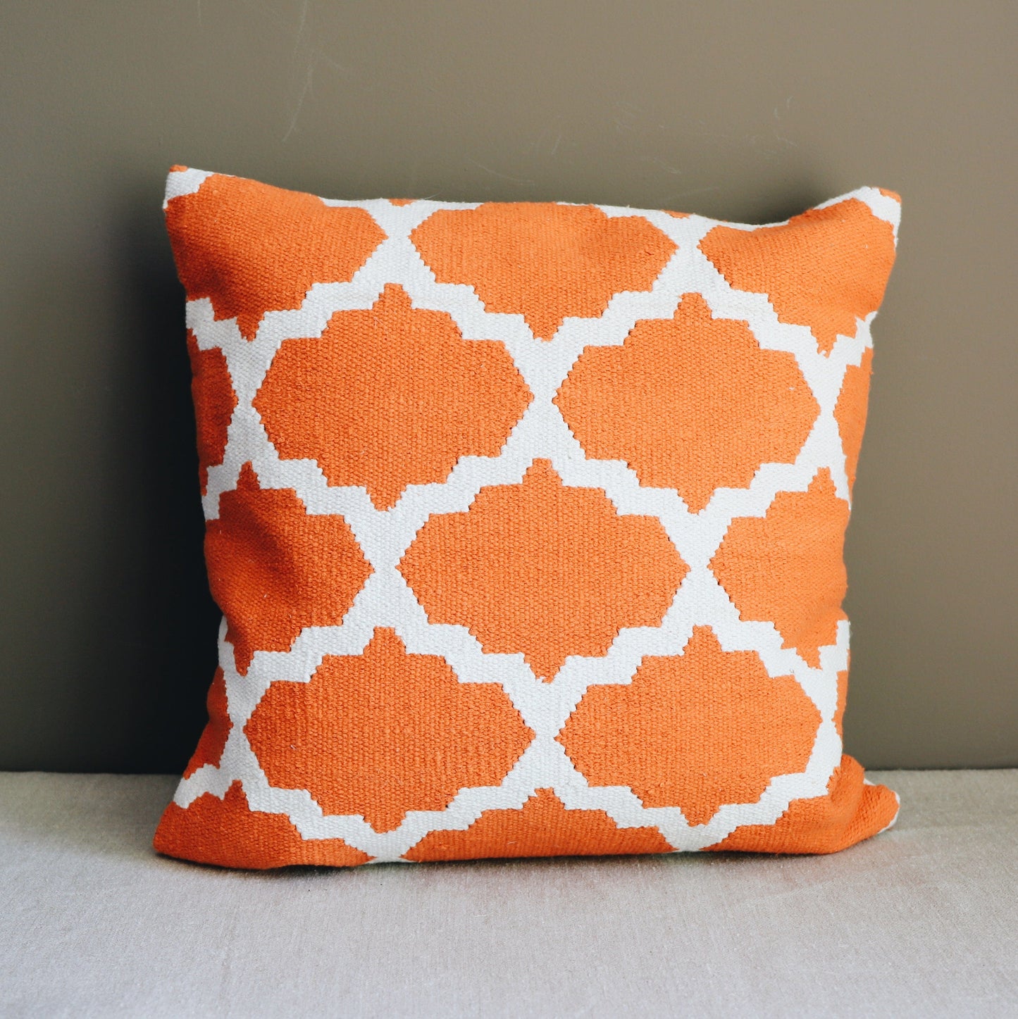 Cushions Tangerine and White Geometric Cushion 20299