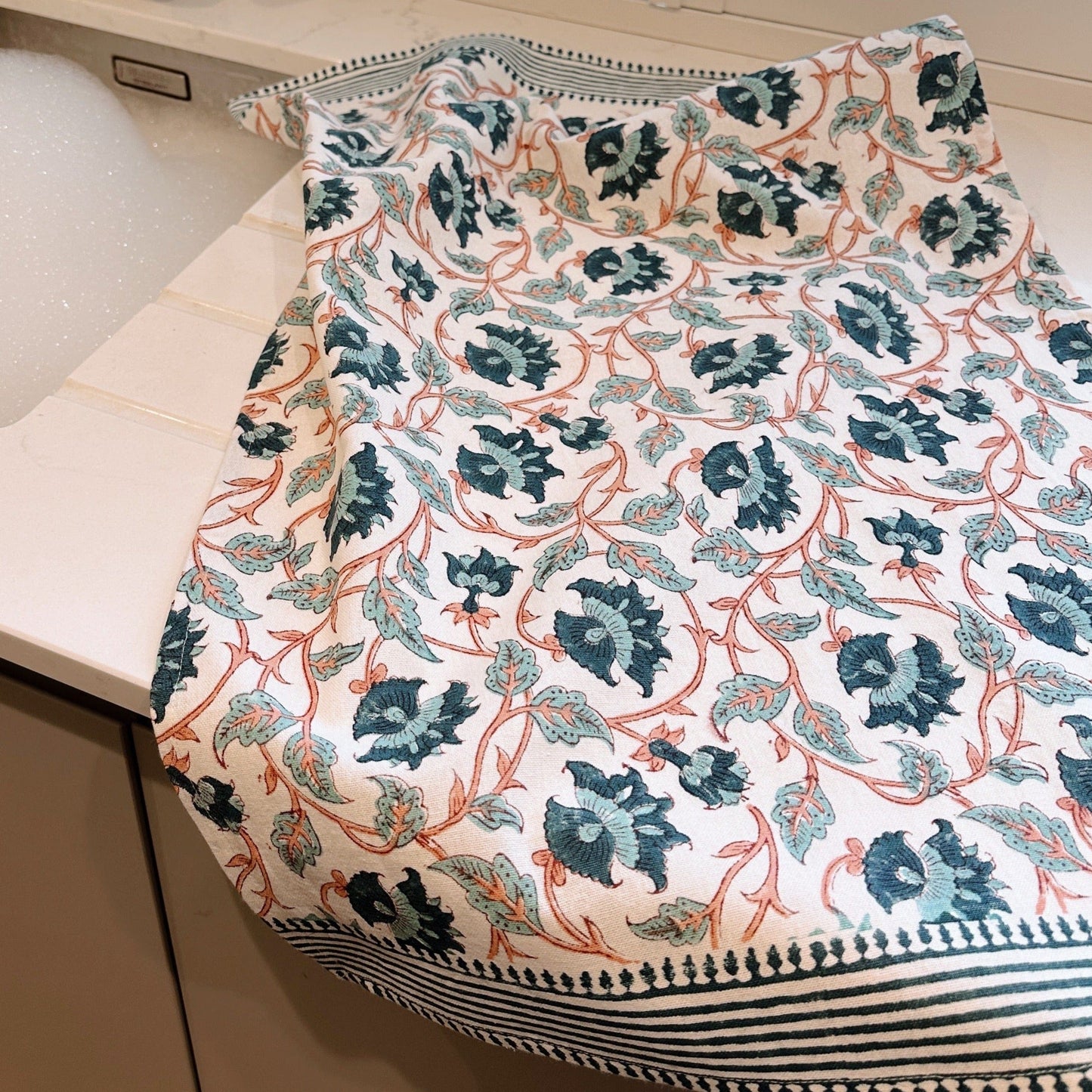 Tablecloths & Napkins Tea Towel - Teal & Russet Climber 21330