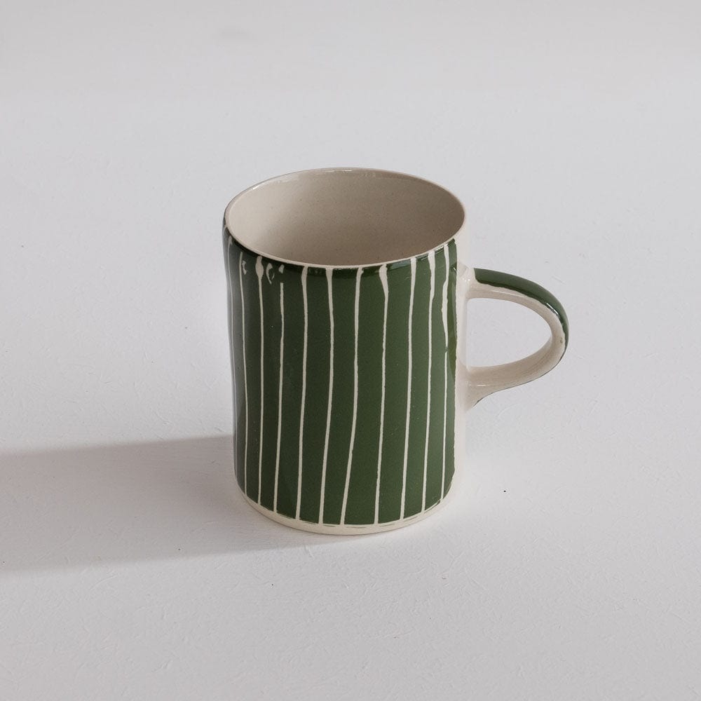 Chinaware TEST Musango Demi Mugs - Colour w White Stripe Moss Green 21122