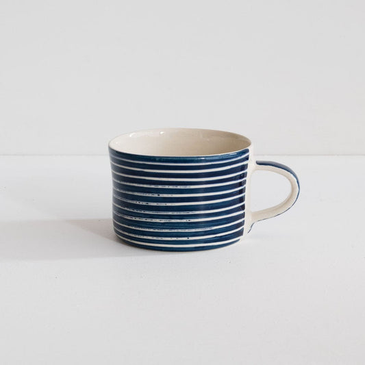 Chinaware TEST Musango Mugs - Colour with White Stripe Blue 20929