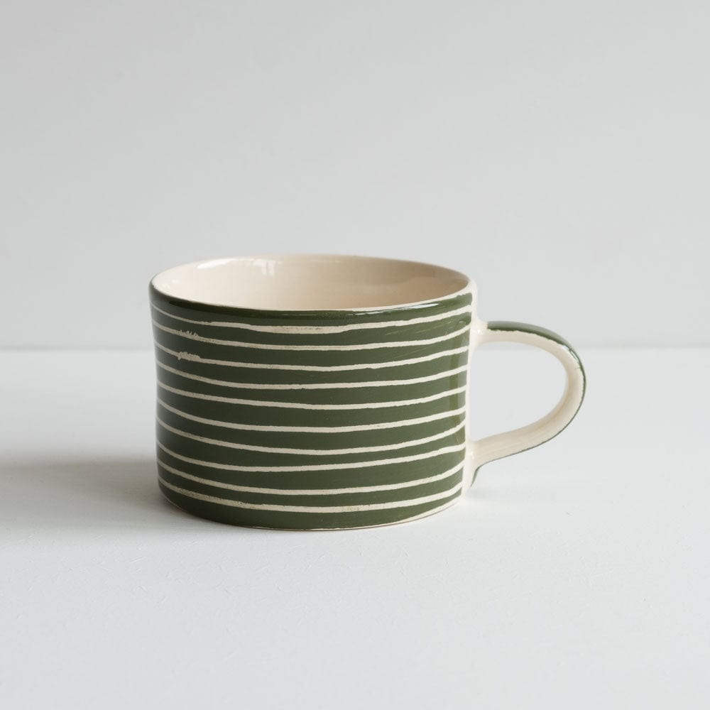 Chinaware TEST Musango Mugs - Colour with White Stripe Moss Green 20951