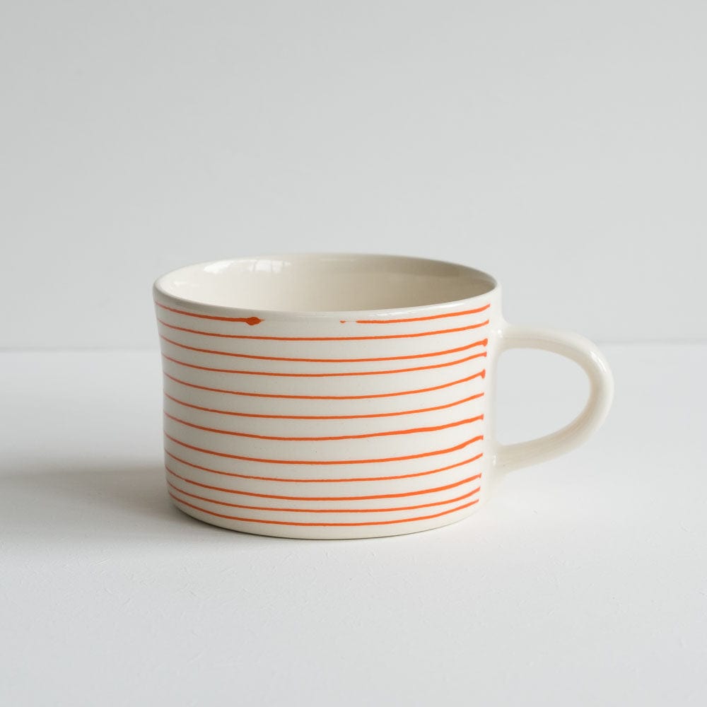 Chinaware TEST Musango Mugs - White with Colour Stripe Tangerine 20988