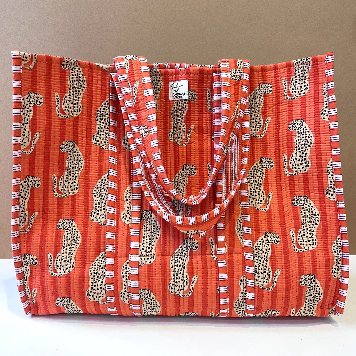 Tote Bags Tote - Cheetahs on Orange & Apricot Stripe 26854