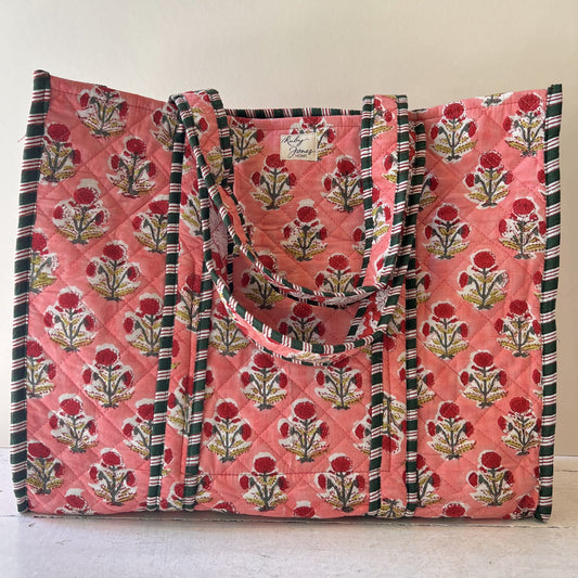 Tote Bags Tote - Red Poppies on Coral 28187