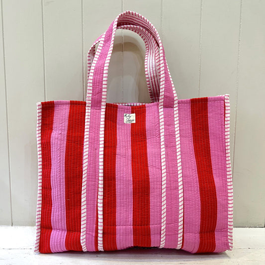 Tote Bags Tote - Wide Stripe - Fuchsia & Red 25638