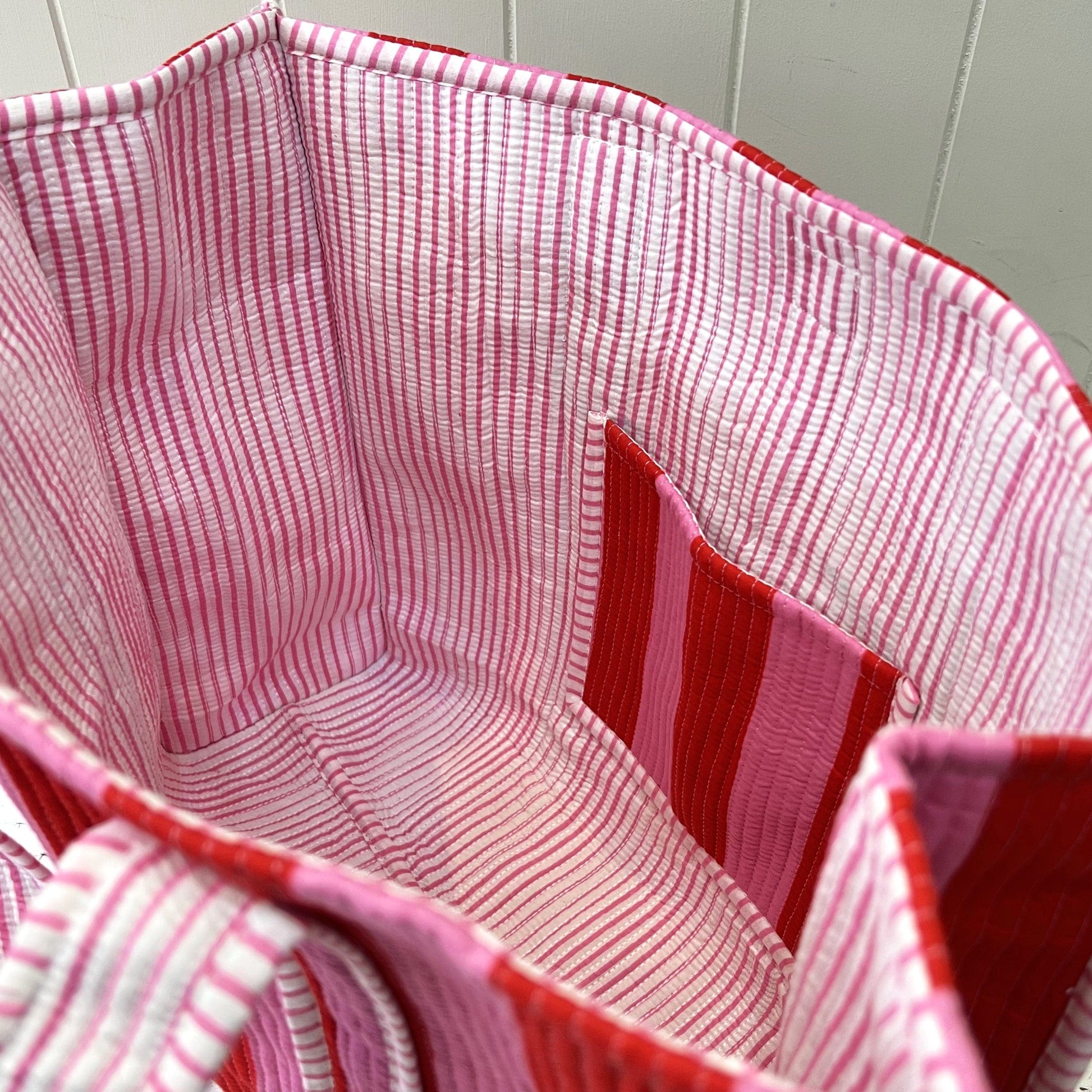Tote Bags Tote - Wide Stripe - Fuchsia & Red 25638