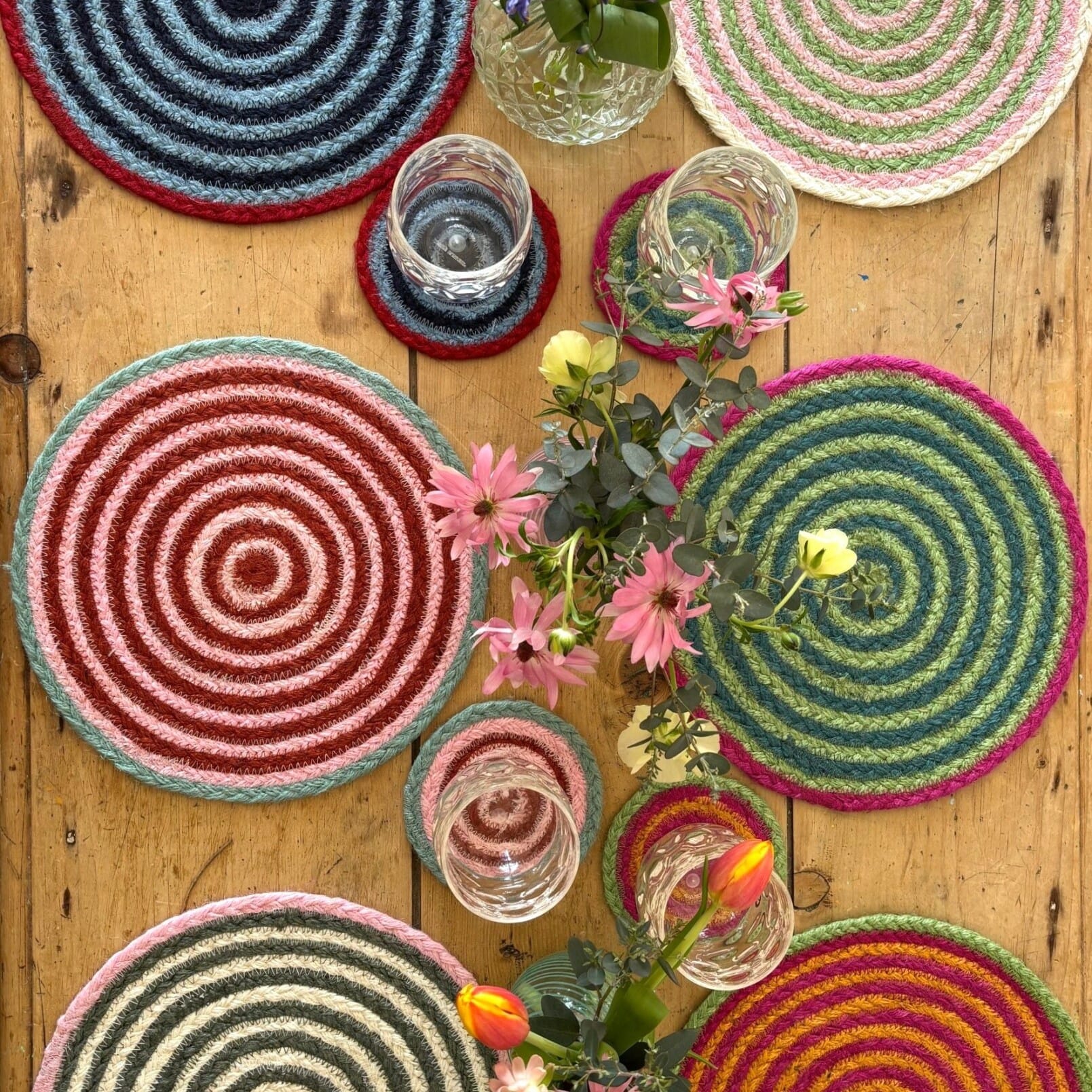 Kitchenalia Tulip Jute Coasters - Set of 6