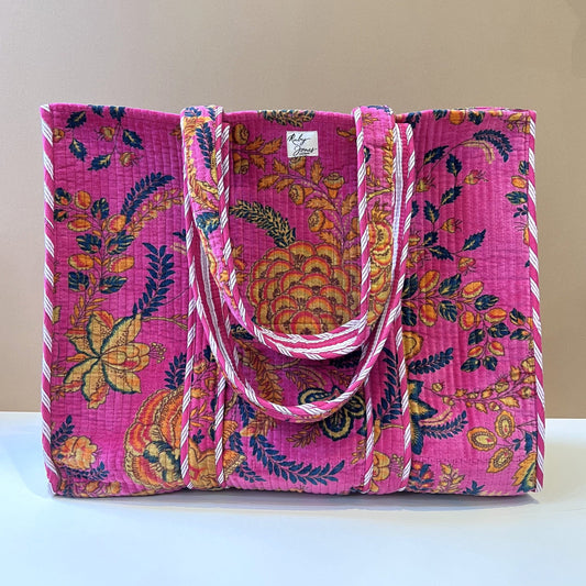 Tote Bags Velvet Tote - Flowers on Pink 24219