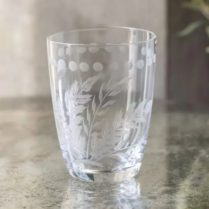Glassware Water Glass - Etched Leaf Motif Clear 27836