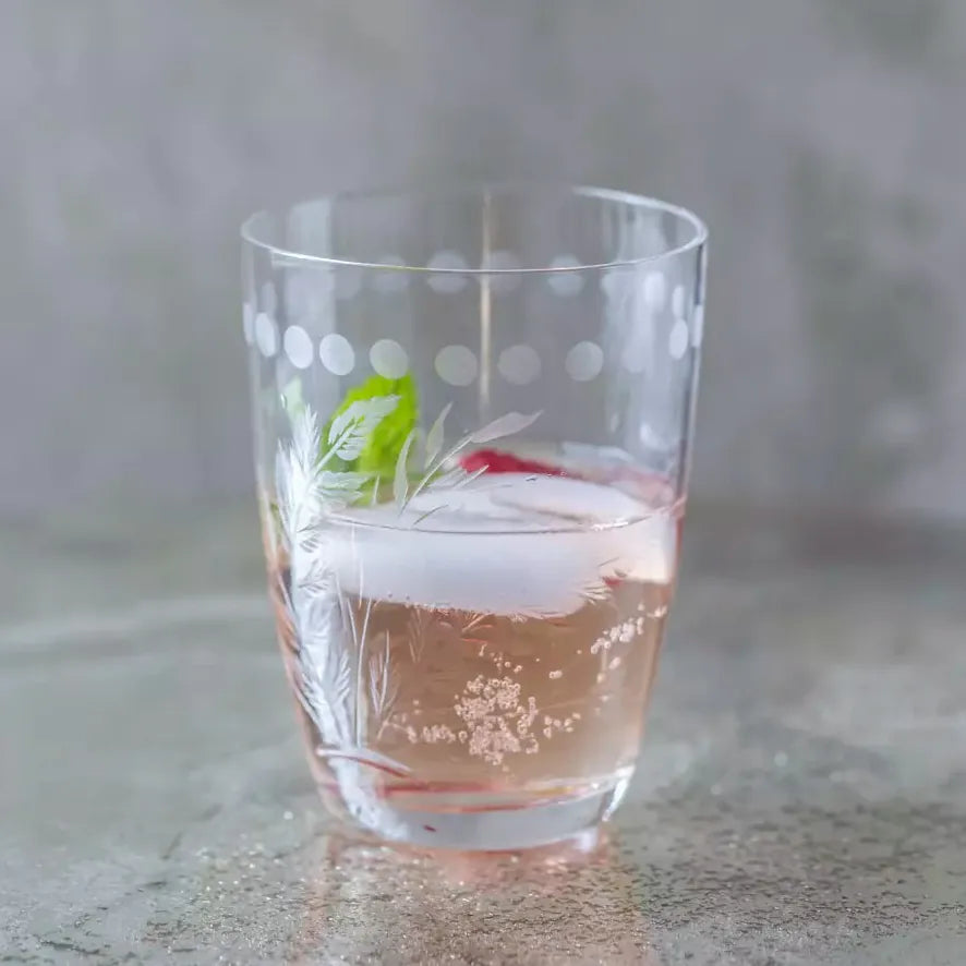 Glassware Water Glass - Etched Leaf Motif