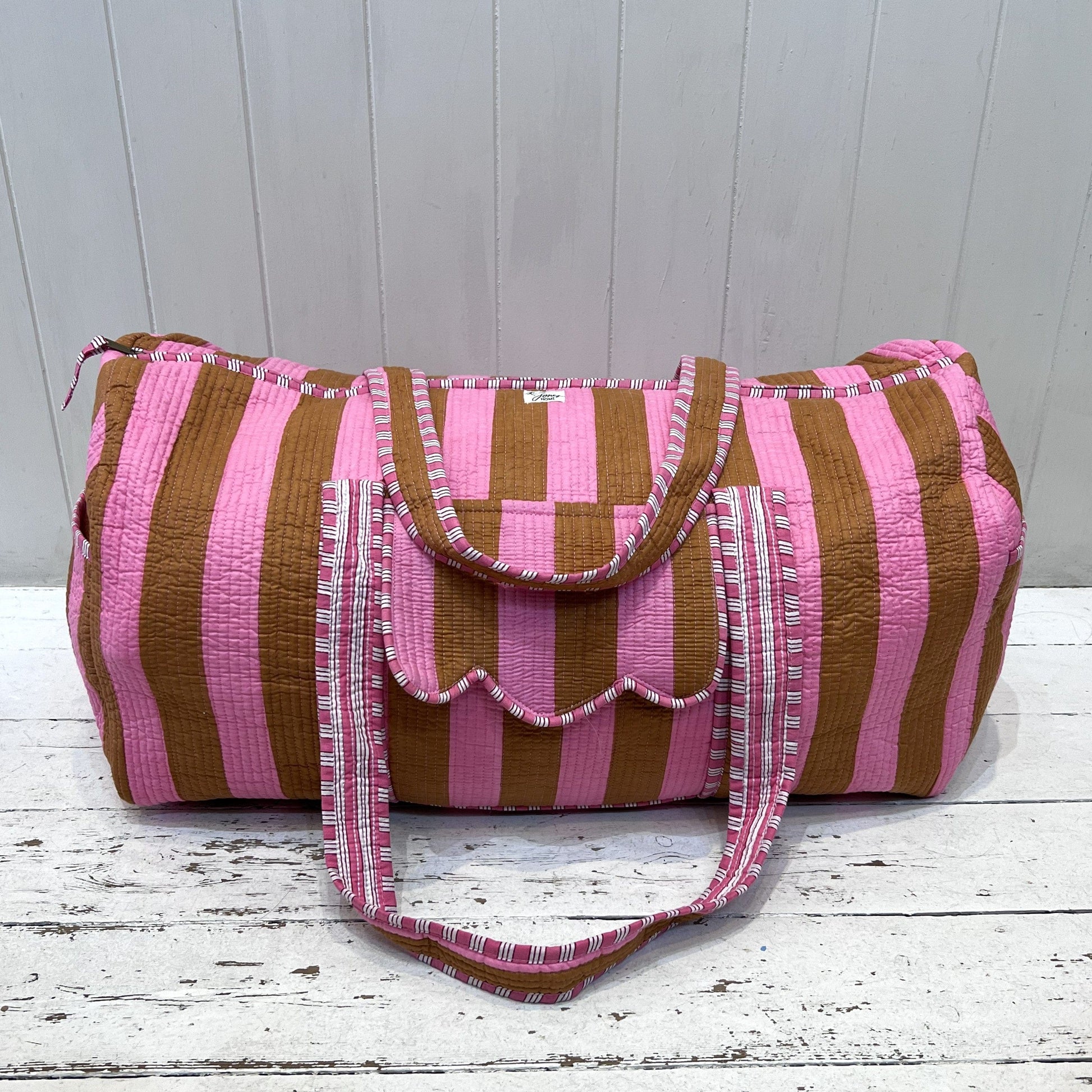 Weekender Bags Weekender - Caramel & Pink Wide Stripe 26713