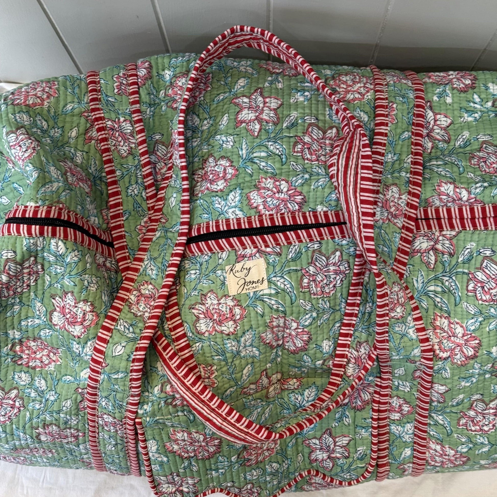 Weekender Bags Weekender - Pink Climbing Flowers on Mint 25078