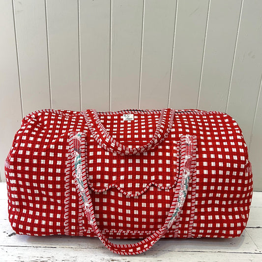 Weekender Bags Weekender - Red Check with Red Stripe Piping 25671