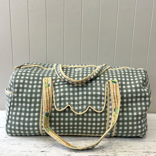 Weekender Bags Weekender - Sage Check with Yellow Stripe Piping 25672