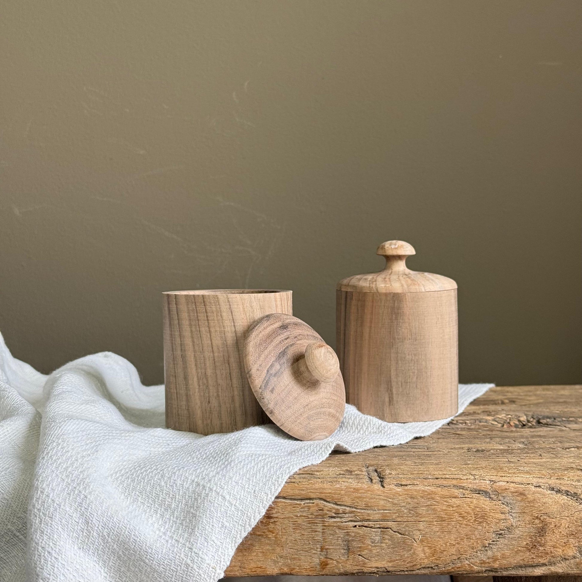 Kitchenalia Wooden Jar with Lid - Walnut Small 25242