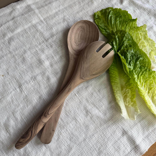 Kitchenalia Wooden Salad Servers - Walnut Oval 25236