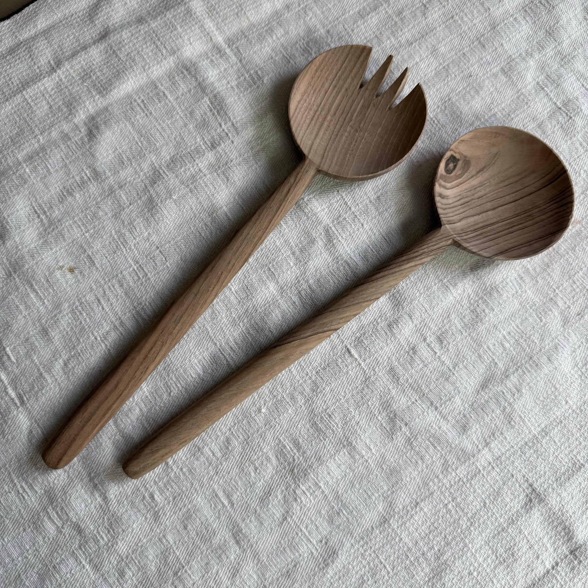 Kitchenalia Wooden Salad Servers - Walnut Round 25235