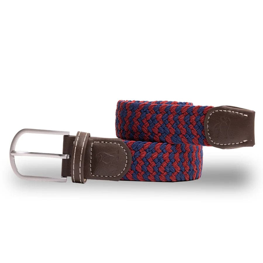 Other Fashion Woven Belt - Burgundy Zigzag