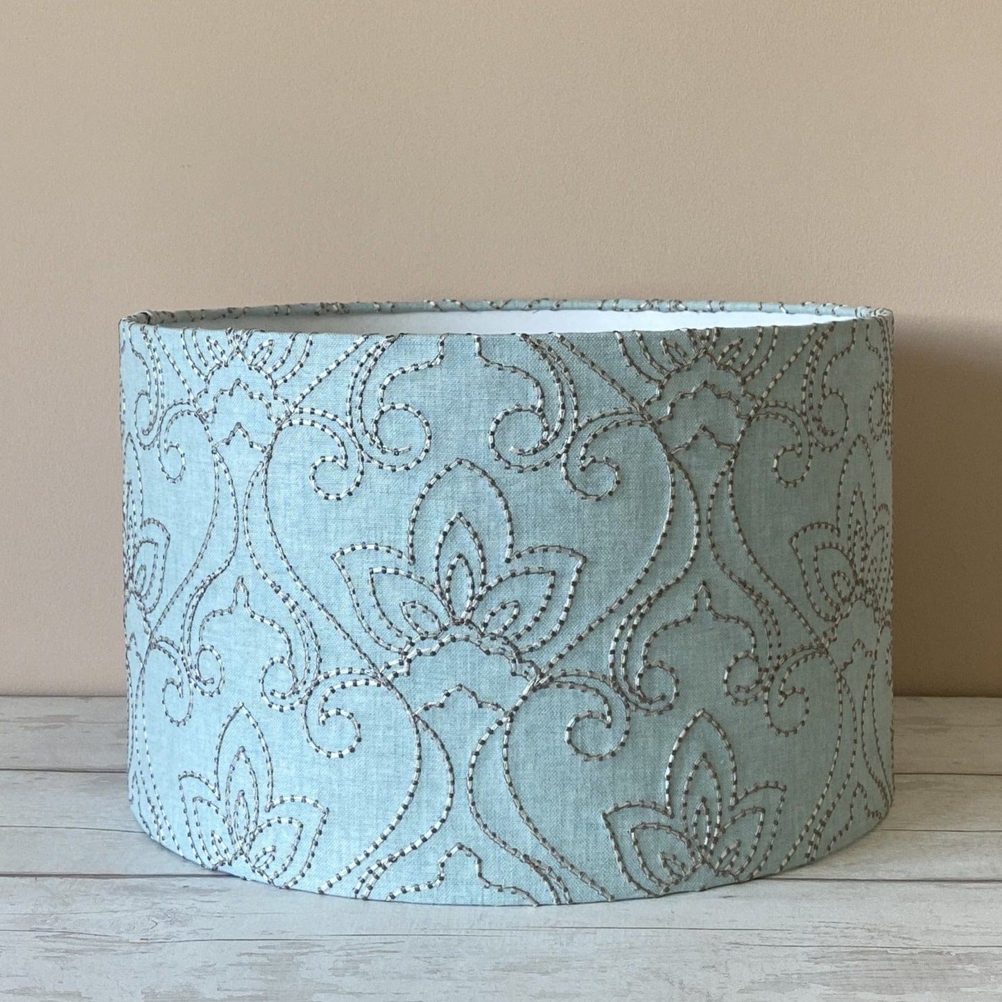 RJH Made Aqua Embroidered Lampshade