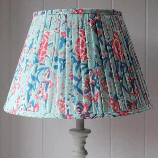 Outside Suppliers Empire Lampshade - Coral Floral on Tea Green 19501