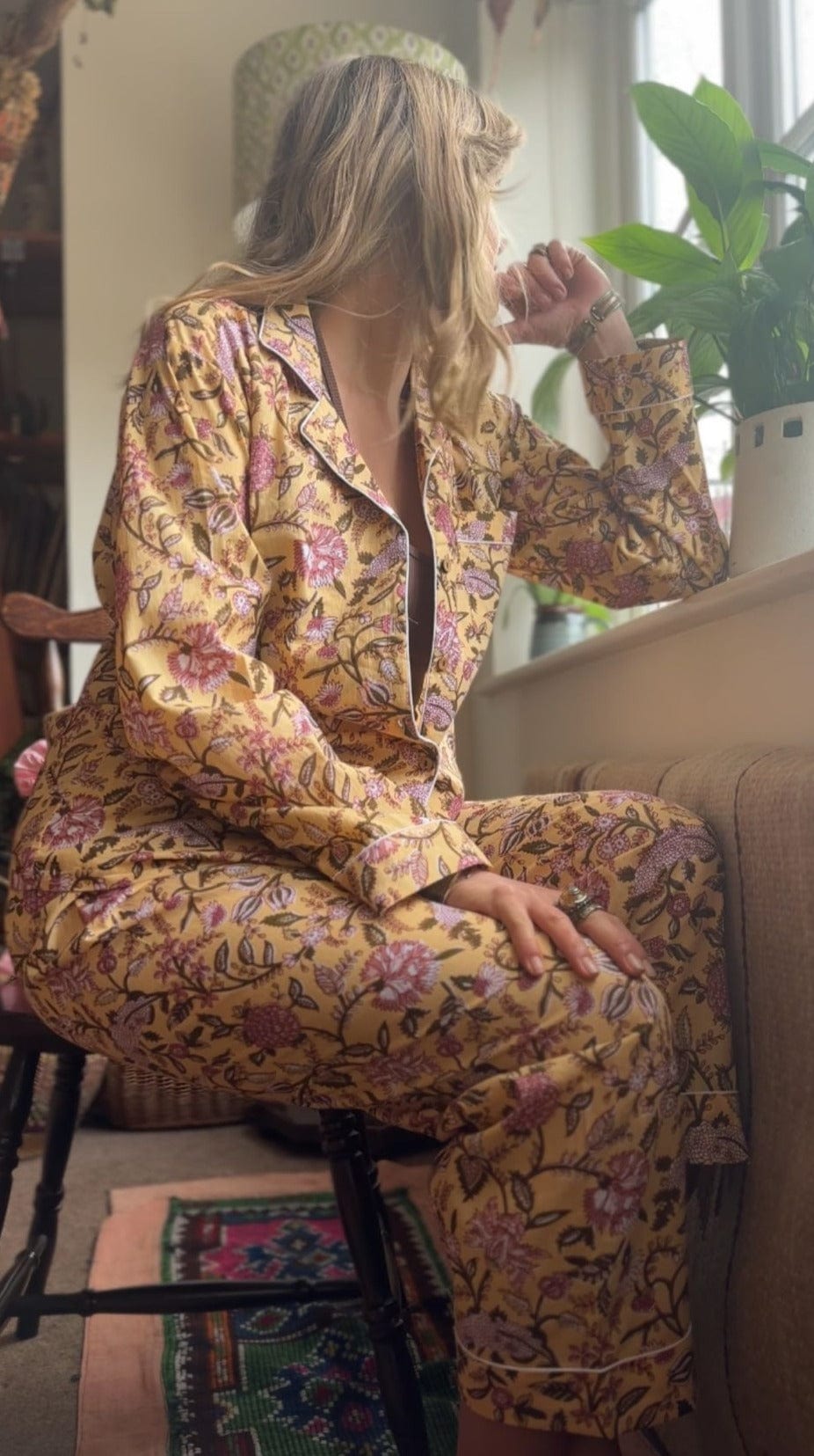 Pyjamas Fine Cotton PJ's - Full Set - Gold/Blush/Olive